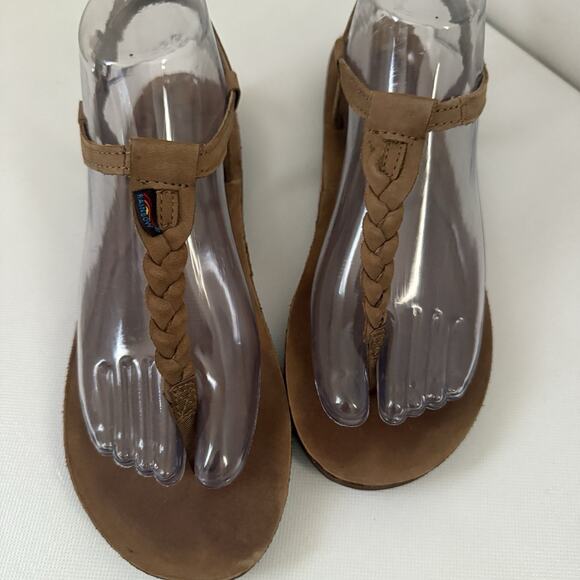 Rainbow Sandals WMS SZ M 6.5-7.5 Brown Leather T Street Braided Ankle Boho Shoes - Picture 2 of 8